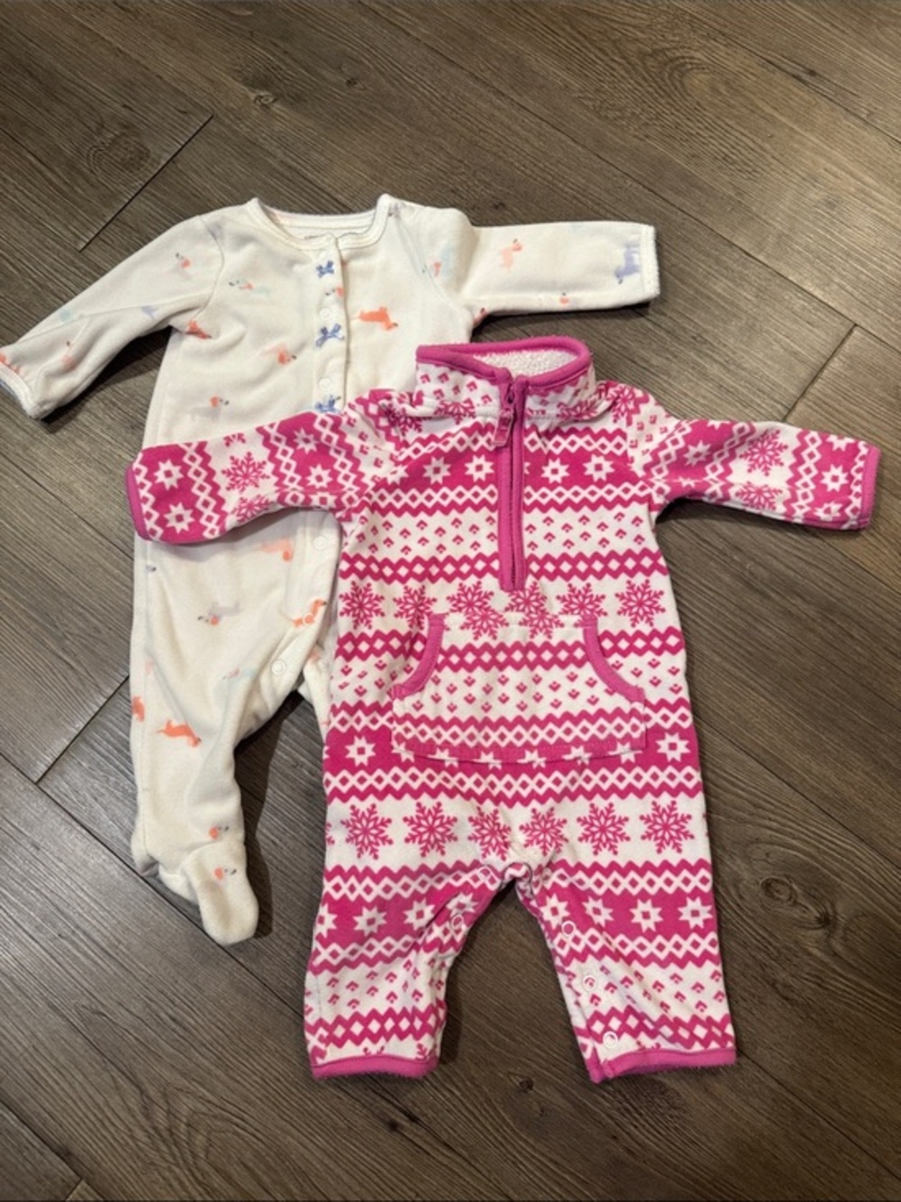 Bundle of 2 Carter's Fleece One-Pieces. 3 months. GUC!💕